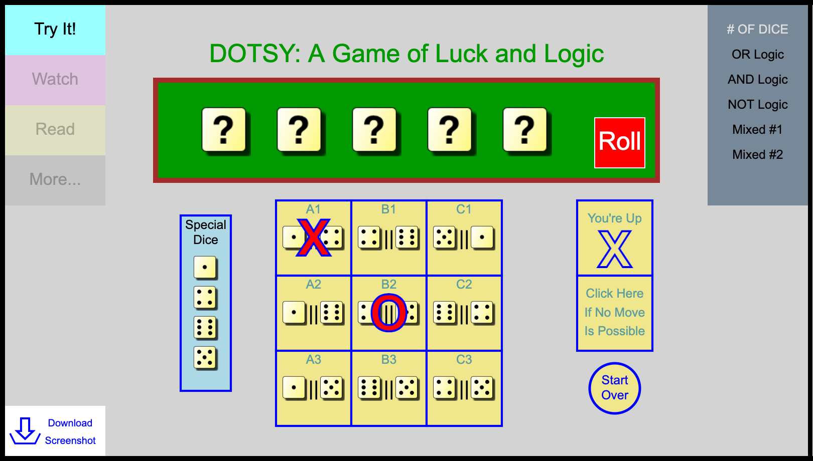 Dotsy-Tic-Ta-Toe Canvas